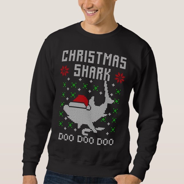 Christmas Shark Doo Doo Doo Funny Santa Ugly Sweatshirt (Front)