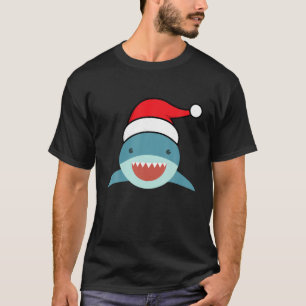 Christmas Shark Happy Smiling Santa Hat Great Whit T-Shirt