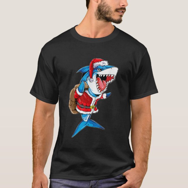 Christmas Shark Jawlly Santa Merry Xmas Sharkmas J T-Shirt (Front)