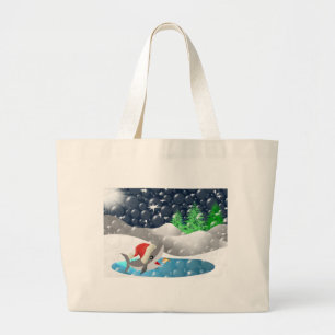 Christmas Shark Large Tote Bag