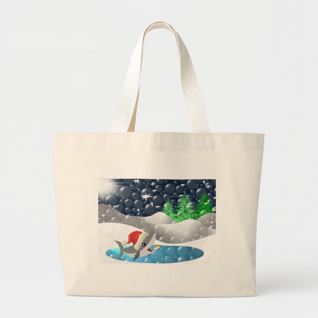Christmas Shark Large Tote Bag (Front)