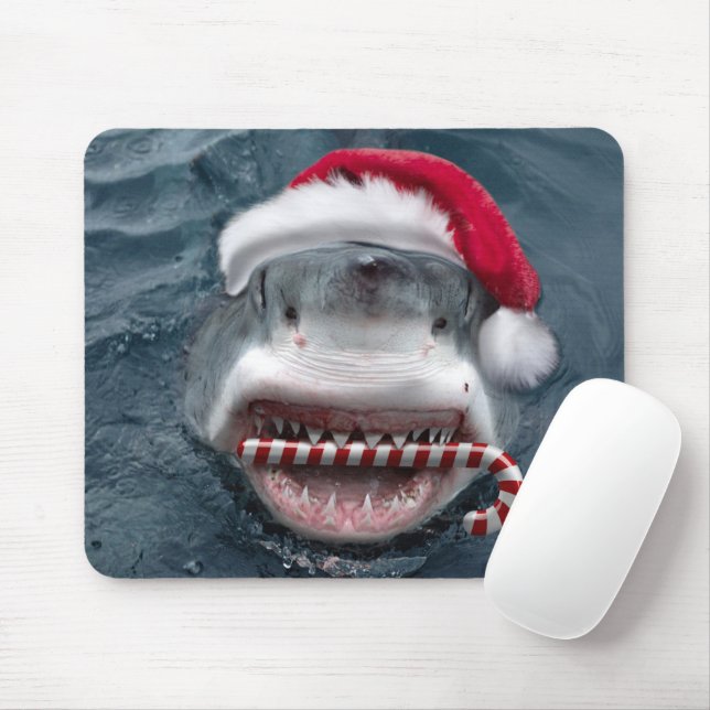 Christmas Shark Mouse Mat (With Mouse)
