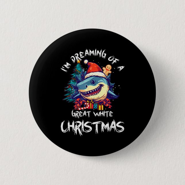 Christmas Shark Santa Hat Xmas Santa Jaws Funny Sh 6 Cm Round Badge (Front)