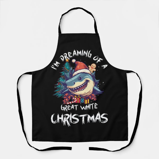 Christmas Shark Santa Hat Xmas Santa Jaws Funny Sh Apron (Front)