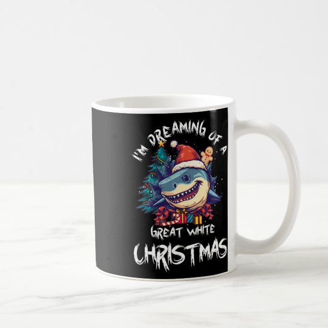 Christmas Shark Santa Hat Xmas Santa Jaws Funny Sh Coffee Mug (Right)