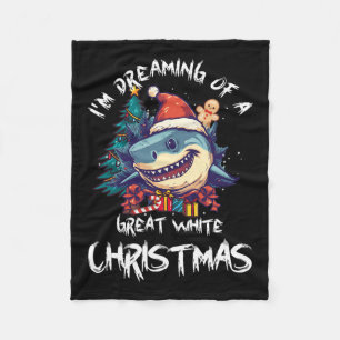 Christmas Shark Santa Hat Xmas Santa Jaws Funny Sh Fleece Blanket