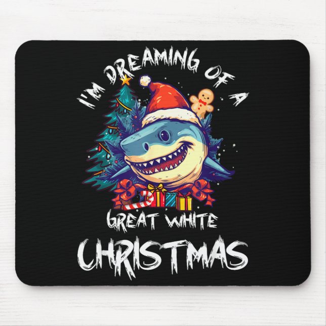 Christmas Shark Santa Hat Xmas Santa Jaws Funny Sh Mouse Mat (Front)