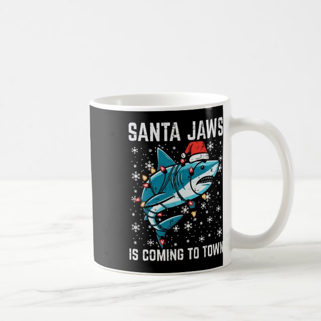 Christmas Shark Santa Jaws Xmas Men Boys Kids Yout Coffee Mug (Right)