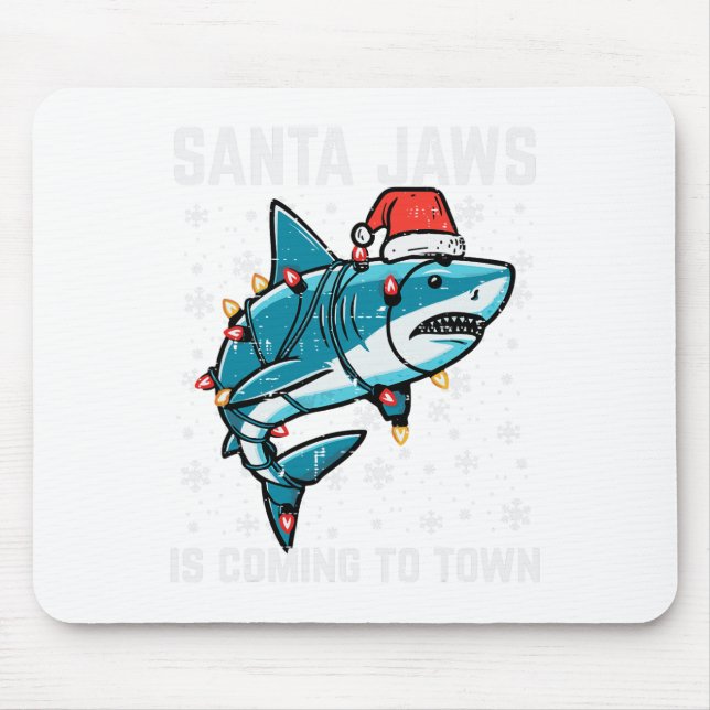 Christmas Shark Santa Jaws Xmas Men Boys Kids Yout Mouse Mat (Front)