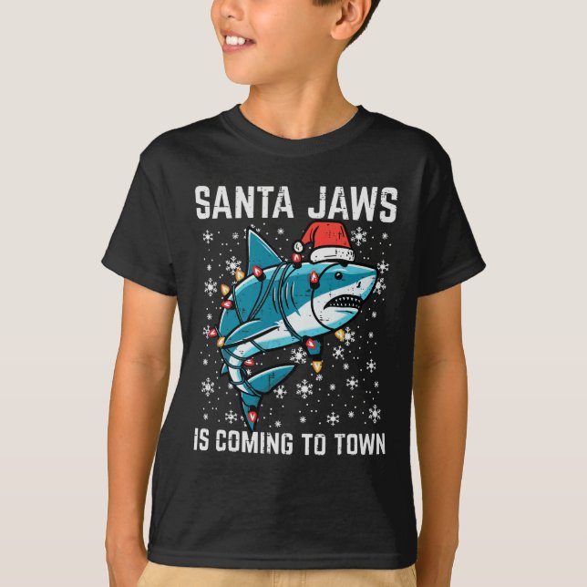 Christmas Shark Santa Jaws Xmas Men Boys Kids Yout T-Shirt (Front)