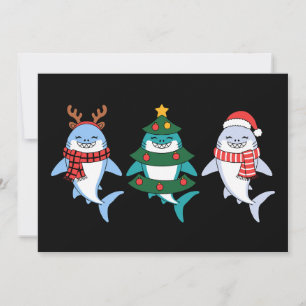 Christmas Shark Santa Reindeer Tree Xmas Holiday Invitation