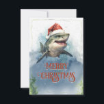 Christmas Shark Thank You Card<br><div class="desc">shark nature jaws merry,  red funny christmas sea , hat tree animal wild , snow cold santa claus , underwater snowflake happy winter , holiday christmas cute shark</div>