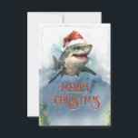 Christmas Shark Thank You Card<br><div class="desc">shark nature jaws merry,  red funny christmas sea , hat tree animal wild , snow cold santa claus , underwater snowflake happy winter , holiday christmas cute shark</div>