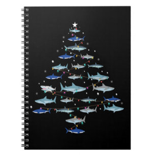 Christmas Shark Xmas Tree Fishing Holiday Gift Notebook