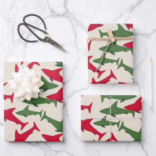 Christmas Sharks Wrapping Paper Sheet
