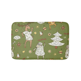 Christmas Sheep: Animal Vintage Illustration. Bath Mat