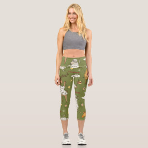 Christmas Sheep: Animal Vintage Illustration. Capri Leggings