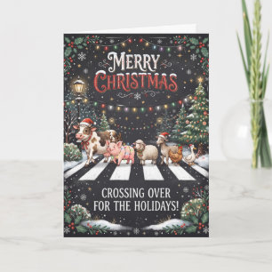 Christmas Sheep Crossing Holiday Card