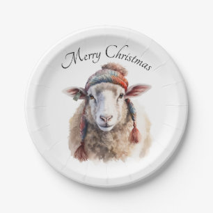 Christmas Sheep, customisable Paper Plate