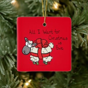 Christmas Sheep Kids Cartoon Ceramic Ornament