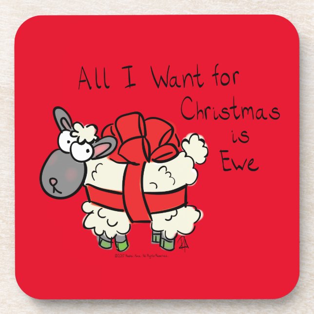 Christmas Sheep Kids Cartoon Coaster (Front)