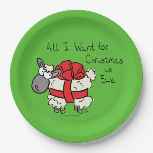 Christmas Sheep Kids Cartoon Paper Plate