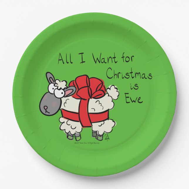 Christmas Sheep Kids Cartoon Paper Plate (Front)