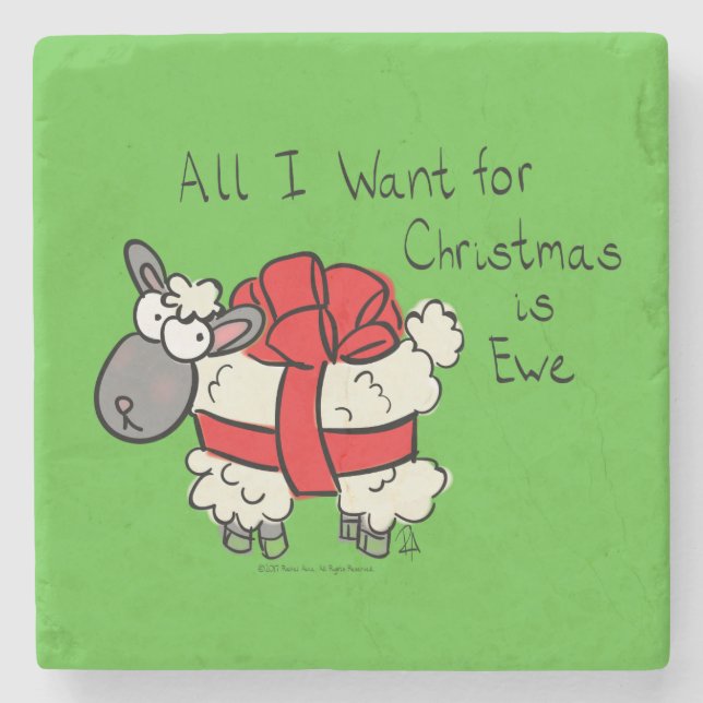 Christmas Sheep Kids Cartoon Stone Coaster (Front)