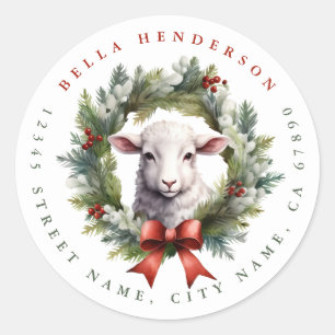 Christmas Sheep Round Stickers