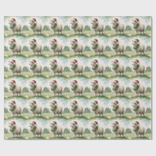 Christmas Sheep Watercolor Wrapping Paper