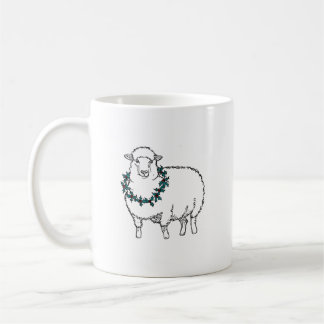 Christmas Sheep with Holly Coffee Mug
