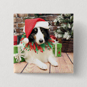 Christmas - Sheltie - Bandit 15 Cm Square Badge