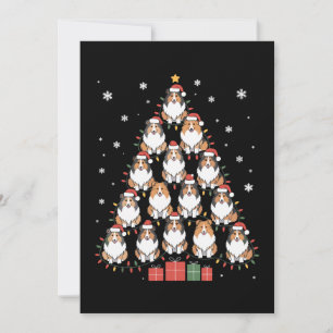 Christmas Sheltie Dog Tree Santa Hat Lights Xmas Invitation