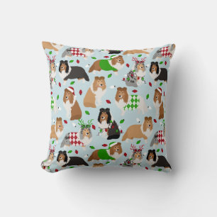 Christmas Sheltie Shetland Sheepdog Throw Pillow