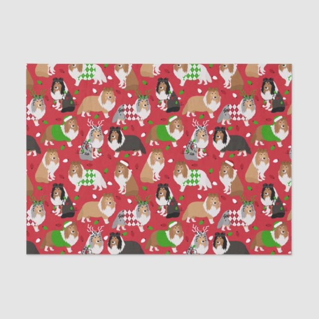 Christmas Sheltie Shetland Sheepdog Tissue Paper (Front)