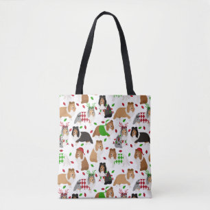 Christmas Sheltie Shetland Sheepdog Tote Bag