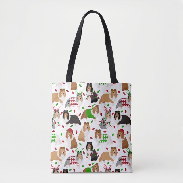 Christmas Sheltie Shetland Sheepdog Tote Bag (Front)