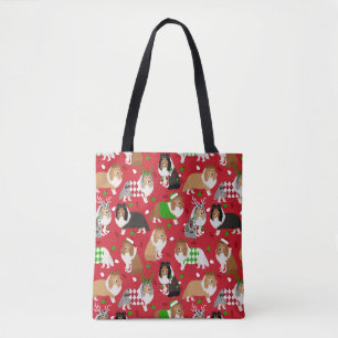 Christmas Sheltie Shetland Sheepdog Tote Bag