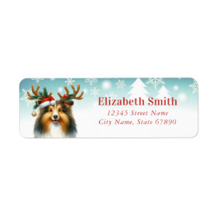 Christmas Shetland Sheepdog Return Address Labels