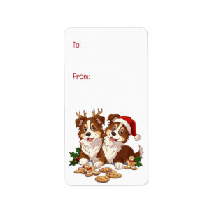 Christmas Shetland Sheepdogs Label