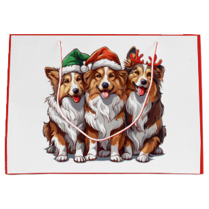 Christmas Shetland Sheepdogs Large Gift Bag