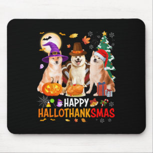 Christmas Shi Inu Santa Halloween Happy Hallothank Mouse Mat