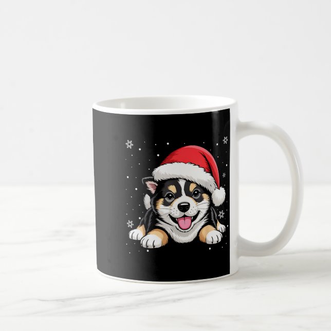 Christmas Shiba Inu Dog Wearing Santa Hat Pet Anim Coffee Mug (Right)
