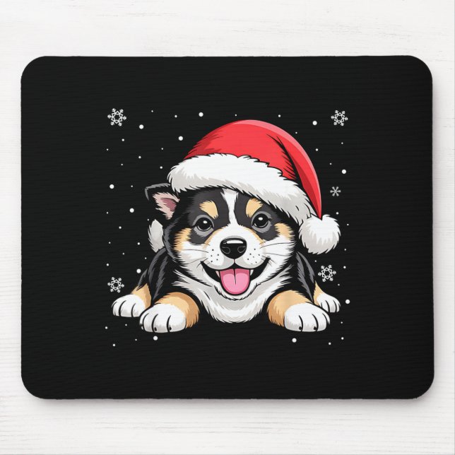 Christmas Shiba Inu Dog Wearing Santa Hat Pet Anim Mouse Mat (Front)