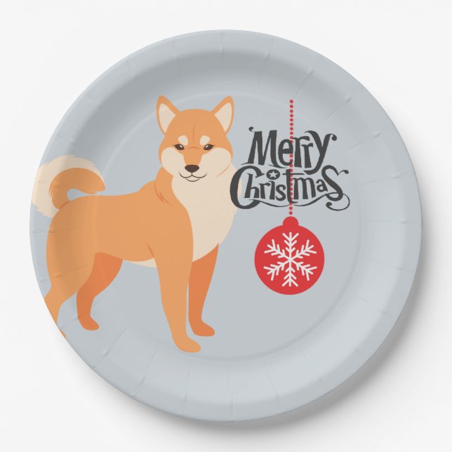 Christmas Shiba Inu Paper Plate (Front)