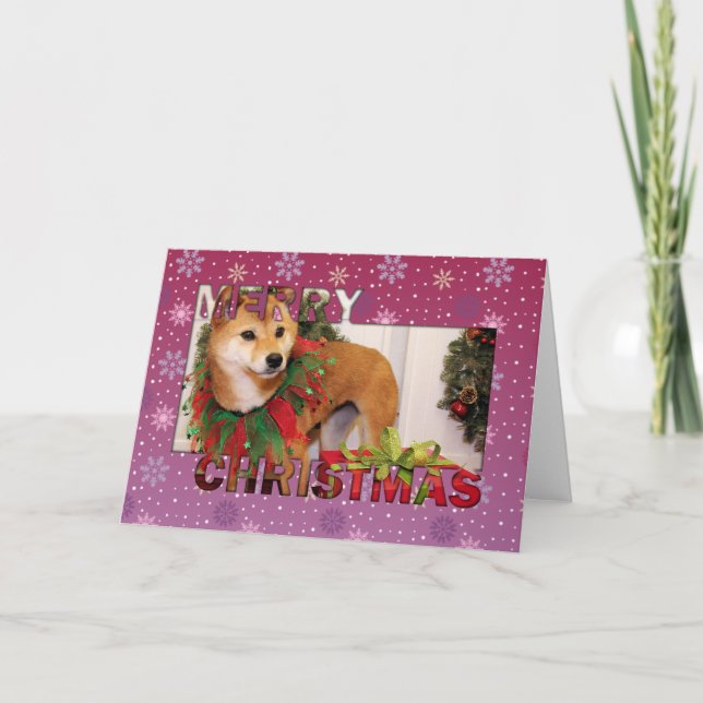 Christmas - Shiba Inu Photocard Holiday Card (Front)