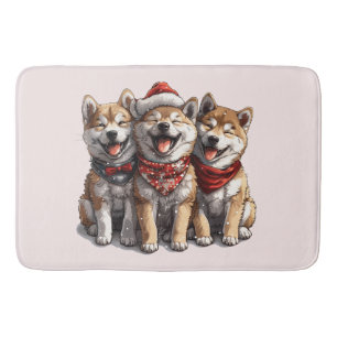 Christmas Shiba Inu Santa Dogs Bath Mat
