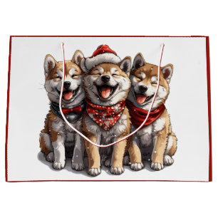 Christmas Shiba Inu Santa Dogs Large Gift Bag
