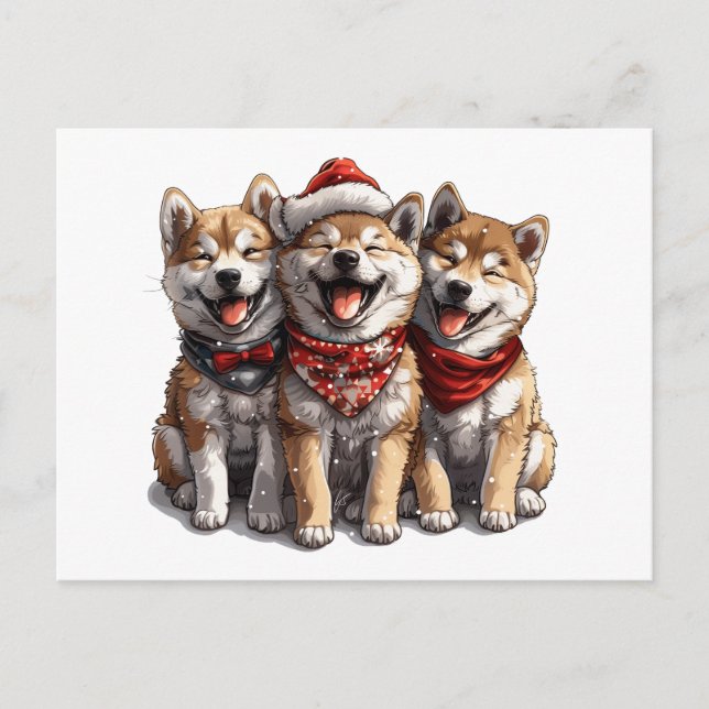 Christmas Shiba Inu Santa Dogs Postcard (Front)