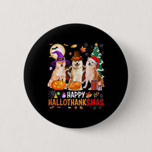 Christmas Shiba Inu Santa Halloween Happy Hallotha 6 Cm Round Badge